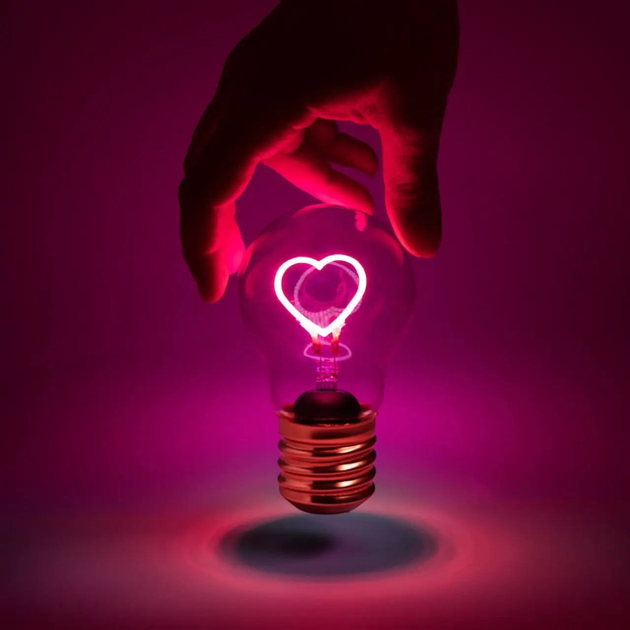 Cordless Heart Lightbulb充電式LED霓虹造型燈泡（粉色愛心）